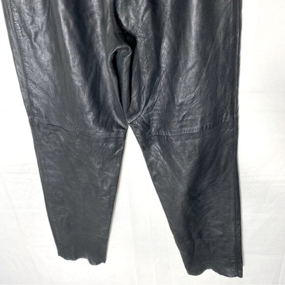 Vintage Jez Creations Montreal Black Leather High Rise Relaxed Leather Pants 8 - Picture 6 of 15